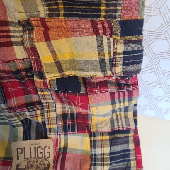 COPY - PLUGG JEAN CO Mens 100% Cotton Cargo Shorts #476116 Size 44 Red Plaid - Picture 6 of 11